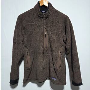 Patagonia Rhythm Deep Pile Brown Full Zip Polartec Jacket Woman's XL